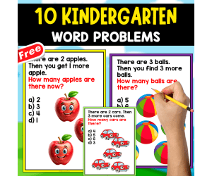 10 KINDERGARTEN WORD PROBLEMS | ADDITION