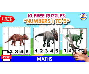 10 NUMBERS PUZZLES WITH DINOSAURS