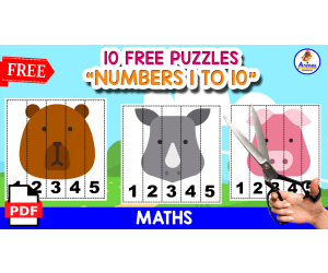 10 PUZZLES MATHS WITH ANIMALS | NUMBERS 1 TO 5