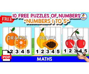 10 PUZZLES OF NUMBERS 1 TO 5 | WITH FRUITS NAMES