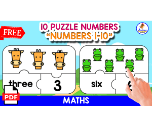 10 PUZZLES OF NUMBERS | MADE WITH ANIMALS ICONS