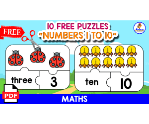 10 PUZZLES OF THE NUMBERS 1 TO 10 | INSECTS ICONS