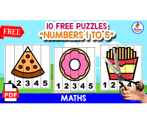 10 PUZZLES OF THE NUMBERS 1 TO 5 | FOOD THEMED