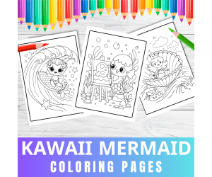 100 Cute Kawaii Mermaid Coloring Pages for Kids