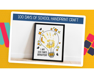 100 DAYS OF SCHOOL POSTER TEMPLATE, DIY HANDPRINT CRAFTS FOR KIDS