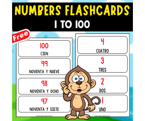 100 FREE SPANISH FLASHCARDS | 1 TO 100 | CUT-OUT RESOURCE