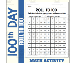 100th Day of School Game - Roll to 100