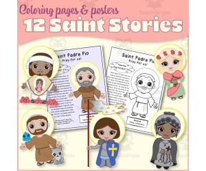 12 Catholic Saint Stories Coloring Pages & Posters