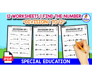 12 DIVISION WORKSHEETS | Find the missing number