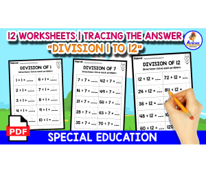 12 DIVISION WORKSHEETS for TRACING | Tables 1 to 12