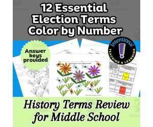 12 Essential Election Terms for Middle School Review- Color by Number