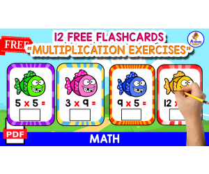 12 FLASHCARDS FOR PRACTICING MULTIPLICATION | FISH THEMED