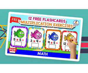 12 FLASHCARDS FOR PRACTICING MULTIPLICATION | FISH THEMED