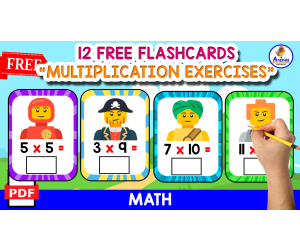 12 FLASHCARDS WITH MULTIPLICATION EXERCISES | LEGO THEMED