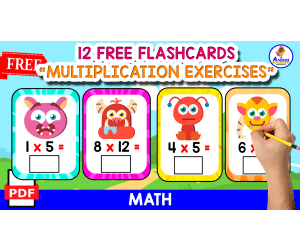 12 FLASHCARDS WITH MULTIPLICATION EXERCISES | MONSTER THEMED