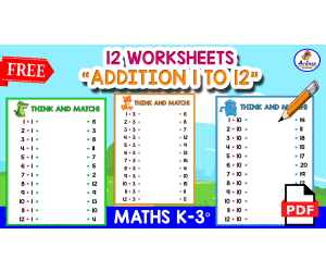 12 MATCHING ADDITION WORKSHEETS | Animals Theme