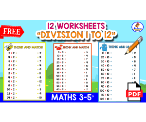 12 MATCHING DIVISION WORKSHEETS | Animal Theme