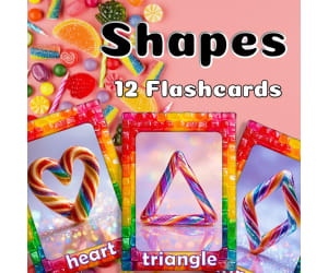 12 Shapes Flashcards • Vibrant Cards for Home and School