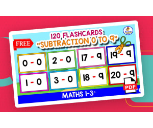 120 SUBTRACTION FLASHCARDS | Tables 0 to 9