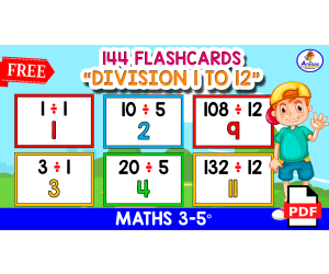 144 DIVISON FLASHCARDS with Answer | Tables 1 to 12