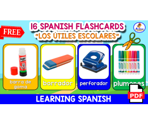 16 SPANISH FLASHCARDS | "Los útiles escolares"