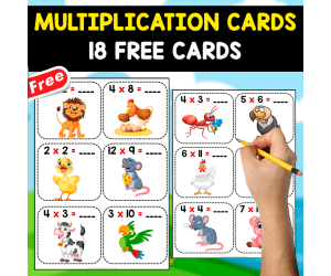 18 FREE FLASHCARDS OF MULTIPLICATION | ANIMALS THEMED