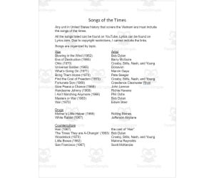 1960s and 70s Songs of the Times