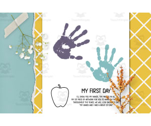 1st Day of School Poem and Handprint Art, DIY Coloring Craft