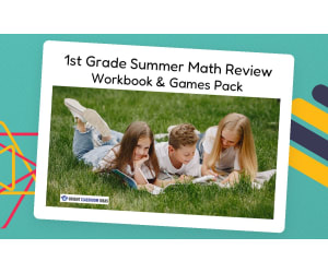 1st Grade Summer Math Review Workbook & Games Pack