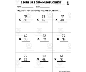 2 x 2 Multiplication Math Homework Sheets