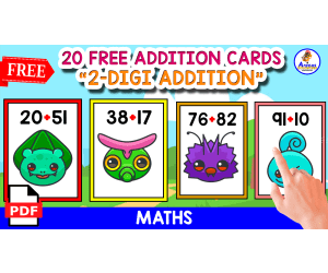 20 ADDITION CARDS 2-DIGIT ADDITION | POKEMON THEMED
