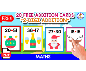 20 ADDITION CARDS OF 2-DIGIT ADDITION EXERCISES | CHRISTMAS THEMED