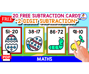 20 CARDS OF 2-DIGIT SUBTRACTION | SPRING THEMED