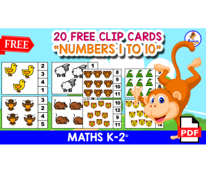 20 COUNT AND CLIP CARDS WITH ANIMALS THEMED | Numbers 1 to 10