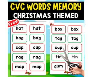 20 CVC WORDS | CHRISTMAS THEMED | MEMORY GAME