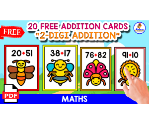 20 FLASHCARDS OF 2-DIGIT ADDITION | INSECTS THEMED