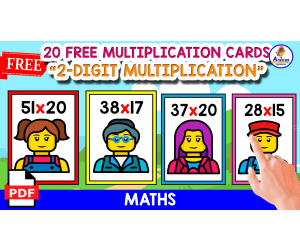 20 FLASHCARDS OF 2-DIGIT MULTIPLICATION | LEGO THEMED