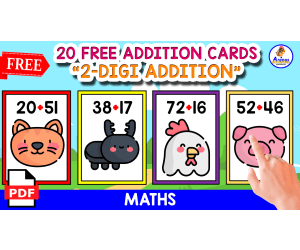 20 FLASHCARDS WITH 2-DIGIT ADDITION | NATURE THEMED