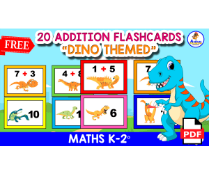 20 FREE ADDITION FLASHCARDS | Dino Themed for KIDS