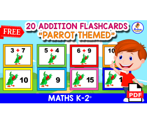 20 FREE ADDITION FLASHCARDS | Parrot Themed