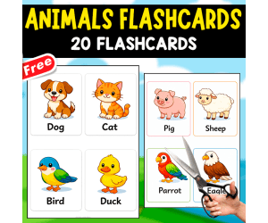 20 FREE ANIMALS FLASHCARDS | FOR KIDS