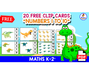 20 FREE CLIPCARDS | NUMBERS 1 TO 10 WITH DINOSAURS