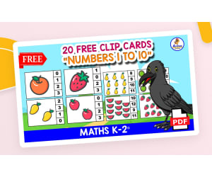 20 FREE COUNT AND CLIP CARDS | Numbers 1 to 10 Fruit THEMED