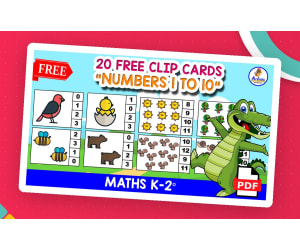 20 FREE COUNTING CLIP CARDS | NUmbers 1 to 10 FOR KIDS
