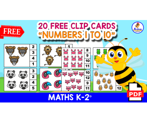 20 FREE COUNTING CLIP CARDS | Numbers 1 to 10 with Animals