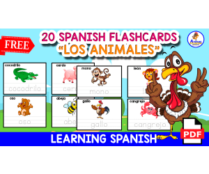 20 FREE SPANISH FLASHCARDS IN SPANISH FOR TRACING | "The Animals"