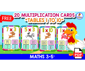 20 MULTIPLICATION FLASHCARDS | Exercises with Options