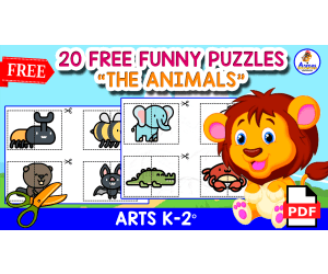 20 PUZZLES OF ANIMALS for kids | Free Resource