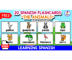 20 SPANISH FLASHCARDS OF ANIMALS | Free Resource
