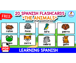 20 SPANISH FLASHCARDS OF ANIMALS | Learning Spanish